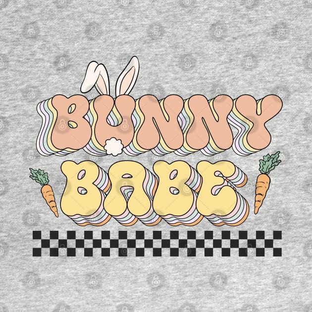 Bunny Babe Retro Easter Rabbit Carrot Checkered by JDVNart